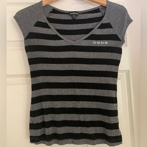 Bebe striped v neck tee